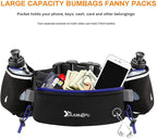 Number-one Running Belt with Water Bottles(2 x 175ML), Hydration Belt Waterproof Waist Pack Bag Fits iPhones Adjustable Sports Waist Pouch for Marathon Running Hiking Cycling