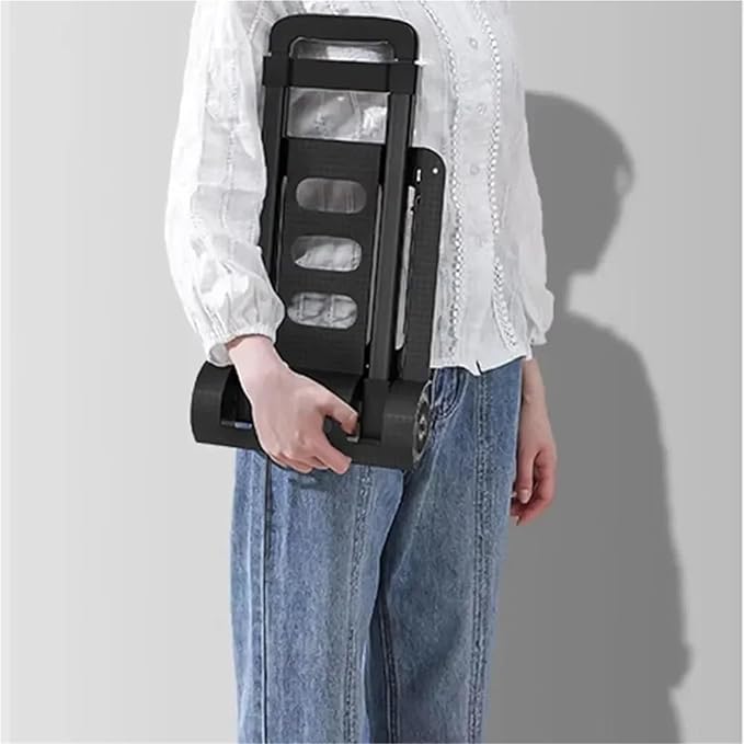 Portable Lightweight Hand Truck for Luggage Adjustable Utility Cart 4Wheel Stair Climber Foldable Shopping Trolley for Outdoor Use Express Cart for Suitcases and Storage