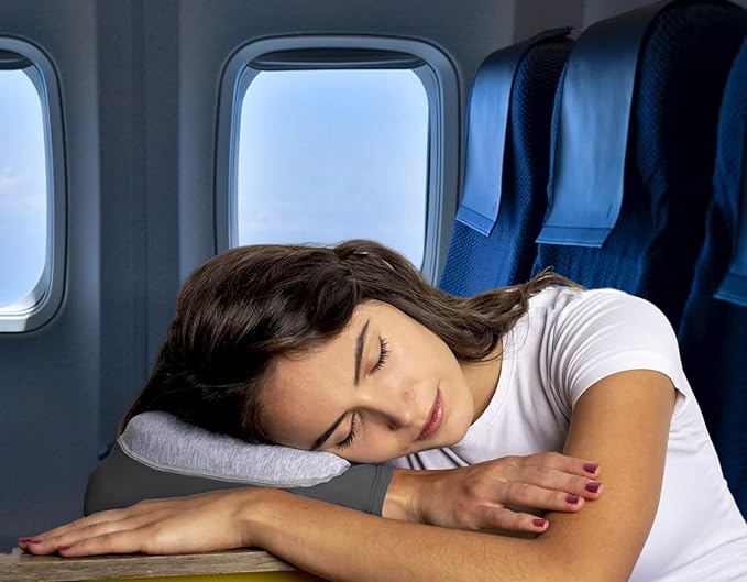 Arm Pillow, Portable Travel Memory Foam Pillow, Ultra Slim and Comfortable (Grey)