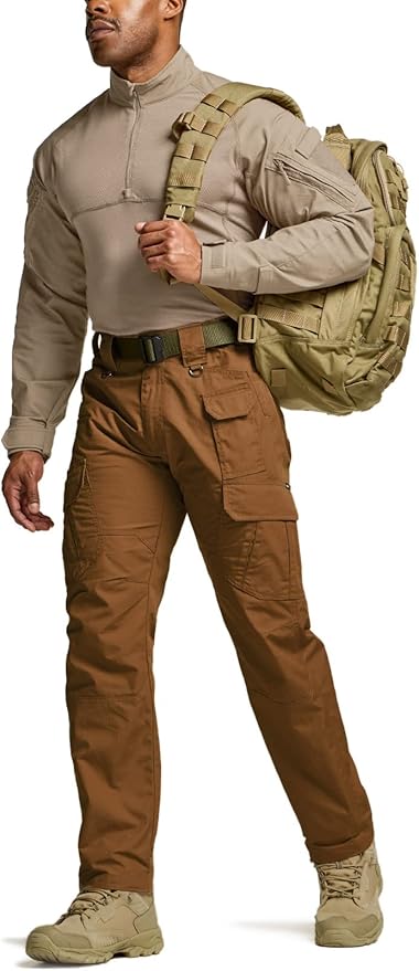 CQR Men's Tactical Pants, Water Resistant Ripstop Cargo Pants, Lightweight EDC Work Hiking Pants, Outdoor Apparel