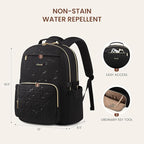 LOVEVOOK Laptop Backpack for Women with Pouch Pocket for Large Capacity Cup,17 Inch Teacher Nurse College Work Backpack Purse,Waterproof Laptop Bag Computer Back Pack for Travel,Black+Wicker pattern