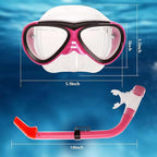 GreenLF Kids Snorkel Set, Anti-Fog Snorkeling Mask with Nose Covers for Youth Junior Child, Boys & Girls Age 5-12, Semi-Dry Diving Scuba Swimming Goggles Gear Packages
