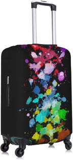 Travel Luggage Cover Suitcase Protector, Colorful Rainbow Paint Splatter Washable Elastic Stretch Anti-scratch Travel Suitcase Sleeve with Concealed Zipper for Wheeled Suitcase Fits 22-24 Inch Luggage
