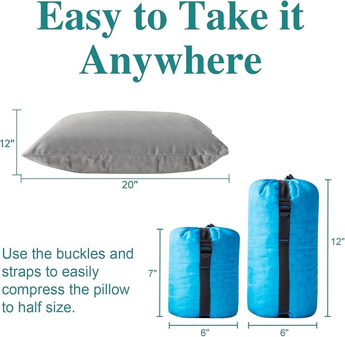 Small Shredded Gel Memory Foam Pillow，Adjustable for Contoured Support -Portable Ideal for Backpacking, Camping, Travel, Car, Airplane,Office Nap