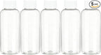 DNSEN Travel Size Empty Mouthwash Bottles 3.4 oz, White Screw Cap, Clear Toiletry Containers, 5 Pack