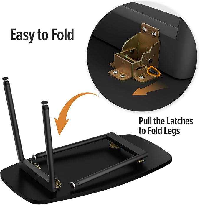 WOHOMO Folding Coffee Table Small Black Coffee Tables for Living Room Portable Simple Modern Rectangular Center Table for Small Spaces,No Assembly, 31.5 * 15.7 * 17.7IN, Black