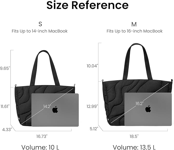 tomtoc 14-inch Puffy Laptop Tote Bag for Women 10L, Lightweight Puffer Work Tote with Padded Device Compartment for 13/14-inch MacBook Laptop, Organized Work Bag for Office, Business, Daily Essentials