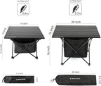 ROCK CLOUD Portable Camping Table Ultralight Aluminum Camp Table with Storage Bag Folding Beach Table for Camping Hiking Backpacking Outdoor Picnic, Size M