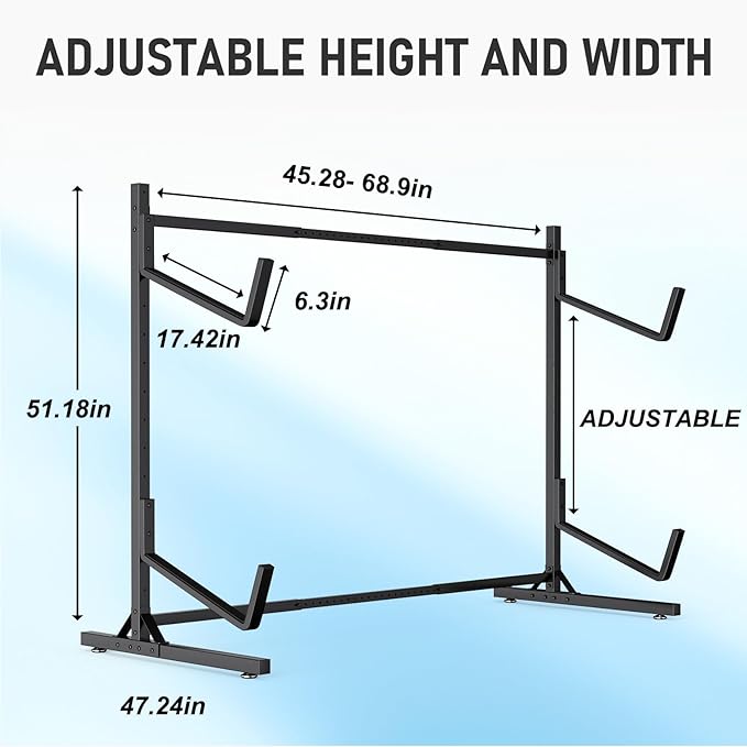 Kayak Rack for Outdoor Storage, Kayak Storage Rack, Adjustable Freestanding Kayak Rack Stand Holder for Paddleboard Surfboard for Indoor, Outdoor
