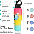 SENDESTAR 40oz Water Bottle Wide Mouth Stainless Steel Vacuum Insulated Double Wall with 2 Straw Lids Fit in Any Car Cup Holder