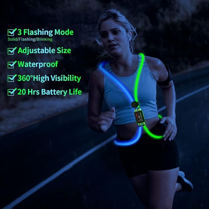 LED Reflective Vest Rechargeable Running Light for Runners High Visibility Safety Vest for Running,Cycling or Walking