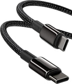 Baseus USB C Cable, 100W PD 5A QC 4.0 Fast Charging USB C to USB C Cable, Zinc Alloy Nylon Braided USB Type C Charger Cable for iPhone 17 16 Pro Plus Pro Max, MacBook, iPad Pro, Samsung S23/S22 (10ft)