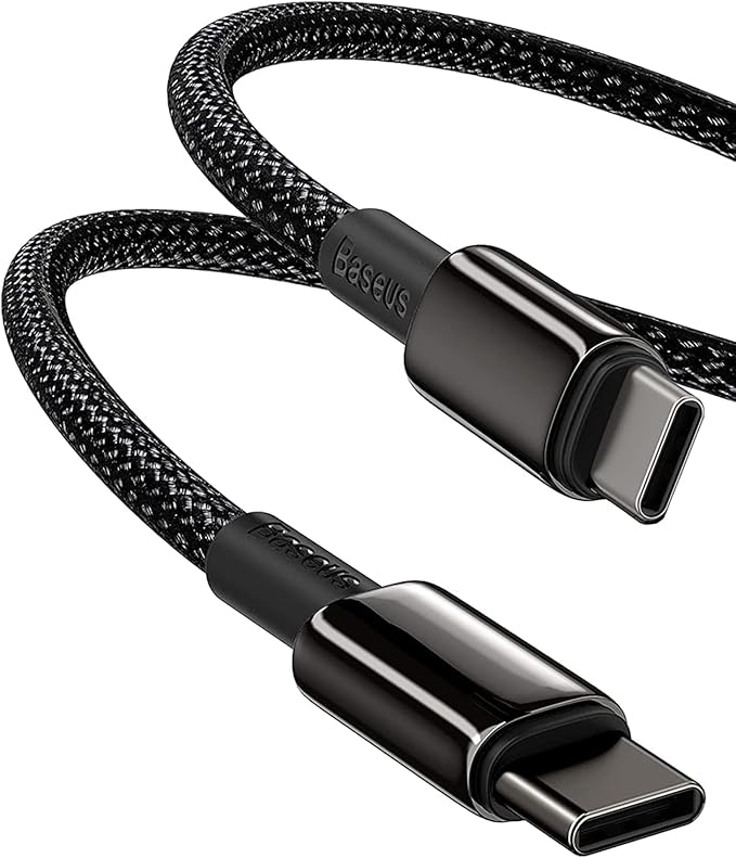 Baseus USB C Cable, 100W PD 5A QC 4.0 Fast Charging USB C to USB C Cable, Zinc Alloy Nylon Braided Type C Data Cable for Samsung S21 S20+ S10 Note 10 iPad Pro MacBook Pro Google Pixel and More (2M)