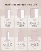 6 Set Compression Packing Cubes for Travel, Bonus Versatile Drawstring Backpack, Lightweight Luggage Organizer Bags, Sturdy Travel Accessories for Suitcase, Pink