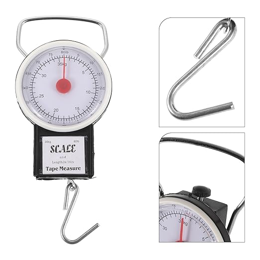 Portable Luggage Weight Scale with Fish Hook, Hanging Spring Handheld Scale 35kg Capacity for Travel and Suitcase Weighing
