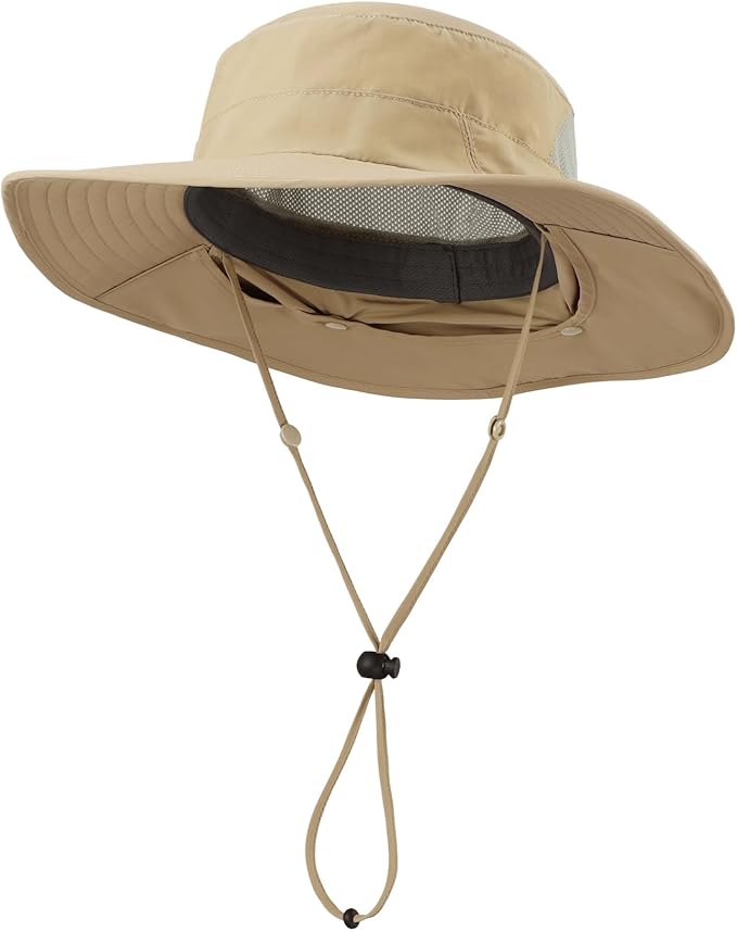 Home Prefer UPF 50+ Sun Hats for Men Women Wide Brim Fishing Hat with Neck Flap Summer Safari UV Protection Bucket Hat