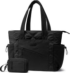 LOVEVOOK Tote Bag for Women, puffer tote bag for Work Travel Nurse, Lightweight quilted Bags with Compartments