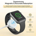Apple Watch Charger, Portable Wireless Magnetic iWatch Charging Cable Cord with USB Wall Charger Block Plug Adapter Compatible with Apple Watch Series 9,8,7,Se,6,5,4,3,2,1 (1M/3.3FT)