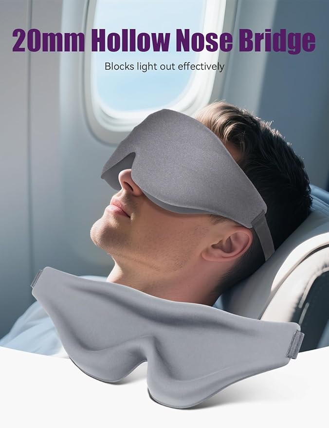 Sleep Eye Mask for Men Women, EVA BELLE Light Blocking Sleeping Mask for Side Sleeper, 3D Contoured Cup Night Blindfold, Lash Extensions 3D Sleeping Mask with Adjustable Strap for Travel, Night & Nap