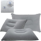 4 Pack Gray Ultralight Inflatable Pillow Small Squared Flocked Fabric Air Pillow for Beach Camping,Traveling,Hiking,Napping,Desk Rest,Neck & Lumbar Support