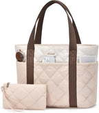 LOVEVOOK Puffer Tote Bag for Women, Puffy Work Handbag, Travel Shoulder Carry On Bag with Zipper for Teacher Nurse Gym