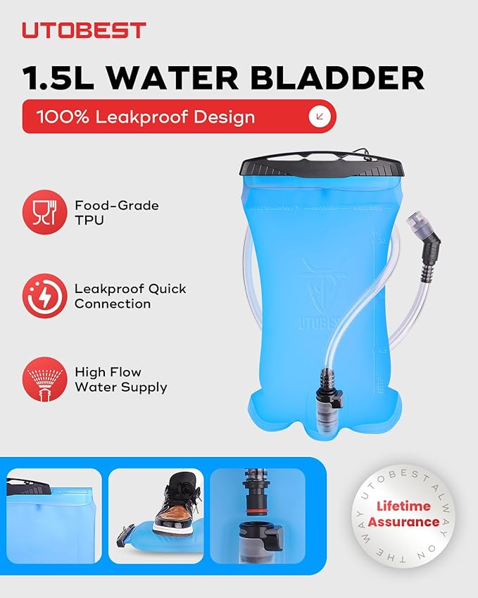 UTOBEST Running Vest, 5L Hydration Vest Lightweight, Breathable and Sweatproof Running Backpack, Adjustable Running Hydration Vest for Trail Running Marathon Race Jogging Cycling