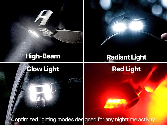 Orcap 2025 Edition – 120° Wide Beam Headlamp & Cap Light, 1000 Lumens, 4 Light Modes (White & Red), USB-C Rechargeable, IPX5 Waterproof, Lightweight LED for Camping, Work, Running