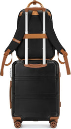 Kono Luggage Set 3 Piece Carry On Hardside Luggage with TSA Lock Spinner Wheels Carry On Suitcase Apricot Black