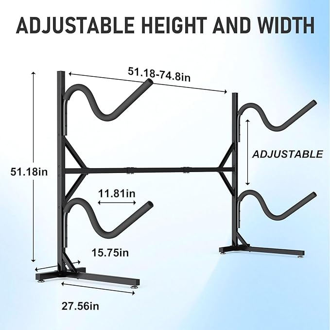 Kayak Rack for Outdoor Storage, Kayak Storage Rack, Adjustable Freestanding Kayak Rack Stand Holder for Paddleboard Surfboard for Indoor, Outdoor
