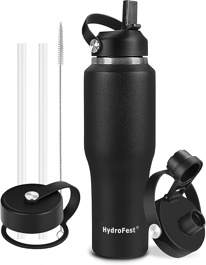 40oz Water Bottle Insulated with Straw,Leak Proof Water Bottles Fit in Car Cup Holder，Mens Water Bottle Stainless Steel for Gym,Hiking,Travel，Sport,Bpa free