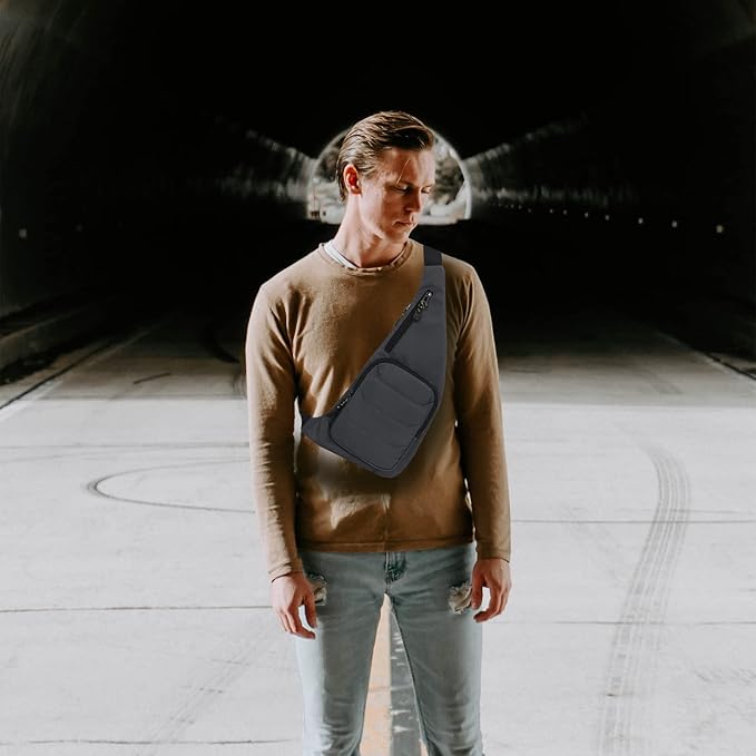 Peicees Sling Bag for Men Women Shoulder Bag Backpack Strap Pockets Chest Bag for Running Hiking Camping Exercise Outdoor