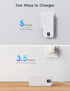 Portable Power Bank, 12000mAh 22.5W Fast Charging Phone Charger with Built-in Cables & Wall Plug, Travel Essential Battery Pack with LED Display, USB C Battery Charging Bank for iPhone, Samsung White