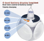 Folding Solar Camping Tent Light Outdoor Waterproof Portable Hanging Lantern Remote Control USB 4000mah Battery Rechargeable Foldable for Home Indoor Emergency Power Outage 2 Pack