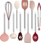 COOK WITH COLOR Silicone Cooking Utensils, Kitchen Utensil Set, Easy to Clean Silicone Kitchen Utensils, Cooking Utensils for Nonstick Cookware, Kitchen Gadgets Set, 10 Pieces, Rose