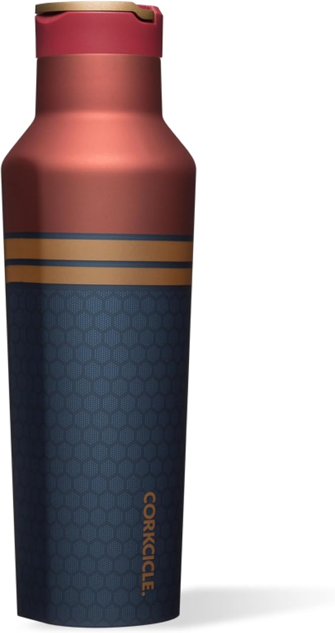 Corkcicle Marvel Sport Canteen - Triple-Insulated Stainless Steel Water Bottle - Straw Cap & Folding Metal Handle - Summer Drinkware Gift - Keeps Drinks Ice Cold - Captain Marvel - 20 oz