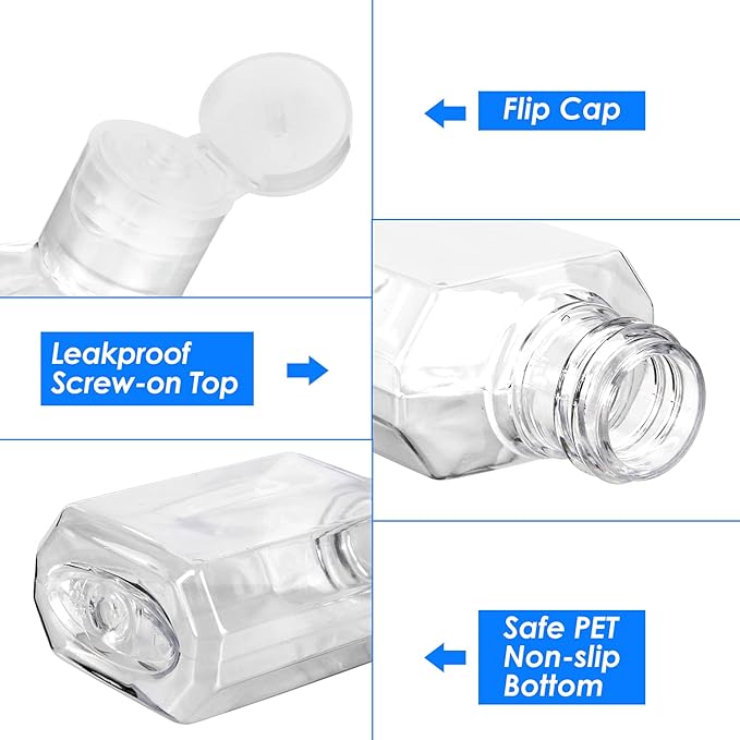Saiveina 30 Pcs 1 oz Travel Bottles, Empty Hand Sanitizer Bottles, Portable, Refillable Containers for Business Trip