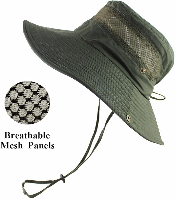 CAMOLAND Mens Fishing Hat Wide Large Brim Sun Hat with Outdoor UV Protection