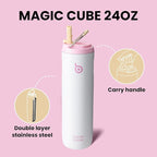 BOTTLE BOTTLE Insulated Water Bottle 24oz with Straw Lid and Handle for Sports Travel Gym Stainless Steel Water Bottles Double-Wall Vacuum Metal Leak Proof BPA-Free