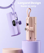 Mini power bank 5500mAh Portable Power Bank,Dual USB-C ports Cell Phone Power Charger, LCD LED Display Battery Compatible with iPhone17/16/15 plus/15 pro/15 pro Max/Android phone/Samsung/Moto/LG etc
