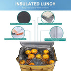 iknoe Large Cooler Bag Collapsible, 15L Insulated Bags, Leakproof Lunch Cooler Tote with Multi-Pockets for Adult, Insulated Lunch Box for Beach, Picnic, Work, Khaki 24-Can