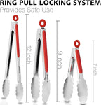 Anaeat Premium Sturdy Barbecue Tongs for Kitchen Grill & BBQ - 7,9,12 Inch Non-Slip Stainless Steel Locking Tongs Heat Resistant for Grilling, Cooking, Turning and Barbecue