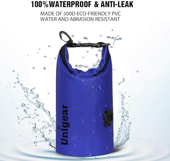 Unigear Dry Bag Waterproof, 2L/5L/10L/20L/30L/40L Floating and Lightweight Bags for Kayaking, Boating, Fishing, Swimming and Camping with Waterproof Phone Case