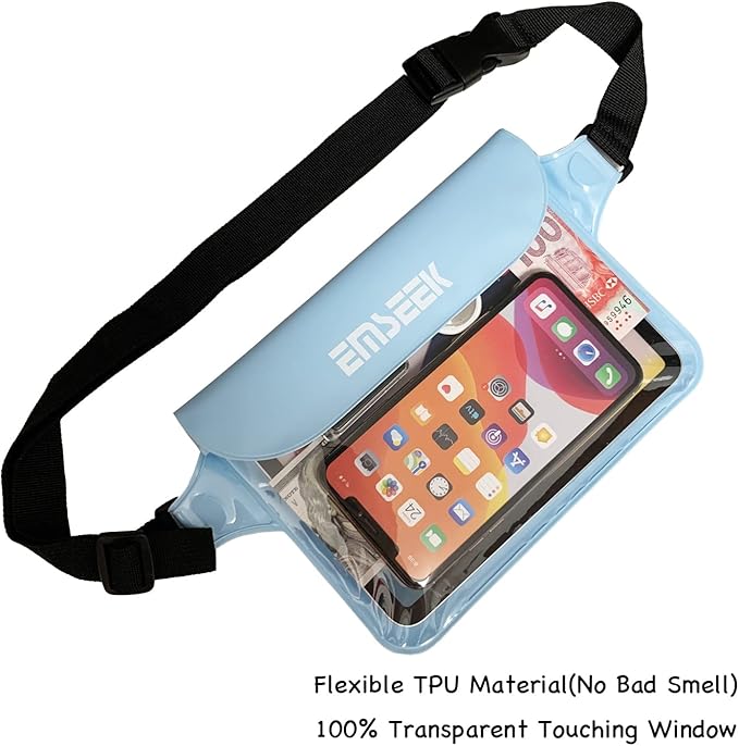 Waterproof Waist Pouch Dry Belt Bag Fanny Pack Keep Your Key Fob Wallet Kindle Phone Dry Perfect For Swim Surf Snorkel(Blue)