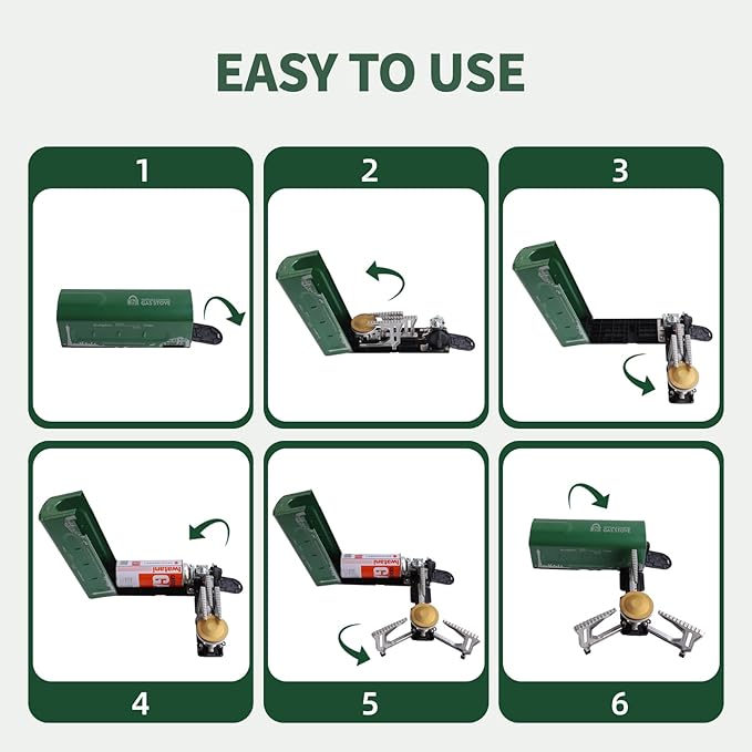 Portable Butane Gas Camping Stove - 7500 BTU Compact Folding Design with Carry Bag for Backpacking, RV Trips, Picnic & Outdoor Indoor Cooking, Green