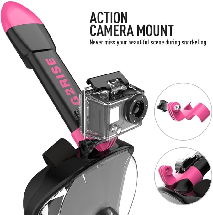 G2RISE Full Face Snorkel Mask Adults Snorkeling Set Gear for Kids with Detachable Camera Mount, Safe Breathing, Anti Fog Anti Leak