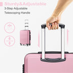 Kono 24 Inch Luggage Suitcase Lightweight with Spinner Wheels TSA Lock Hardside Medium Checked Luggage Durable Rolling Suitcase Pink