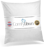 Decorative Throw Pillow Insert, Down and Feathers Fill, 100% Cotton Cover 233 Thread Count, Square Pillow Insert - Made in USA (20" x 20")