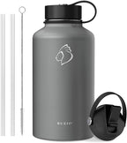 BUZIO 64oz Water Bottle Insulated Stainless Steel (Cold for 48 Hrs/Hot for 24 Hrs) BPA Free Double Wall Travel Mug/Flask for Outdoor Sports Hiking, Cycling, Cam,Camping, Running- Graphite