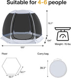 Alvantor Screen House Gazebo, 6-10-15 Person Pop Up Igloo Screened Canopy Tent with Mosquito Netting Sides, Instant UV Resistant Sun Shelter for Garden, Patio, Backyard