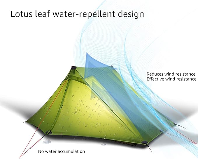 3FULGEAR Lanshan 2 Pro Tent 2 Person Ultralight Camping Tent, 3/4 Season Professional 20D Silnylon Rodless Tent for Camping, Climbing, Hiking